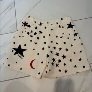 Valentino Cream Shorts with Black Star Print